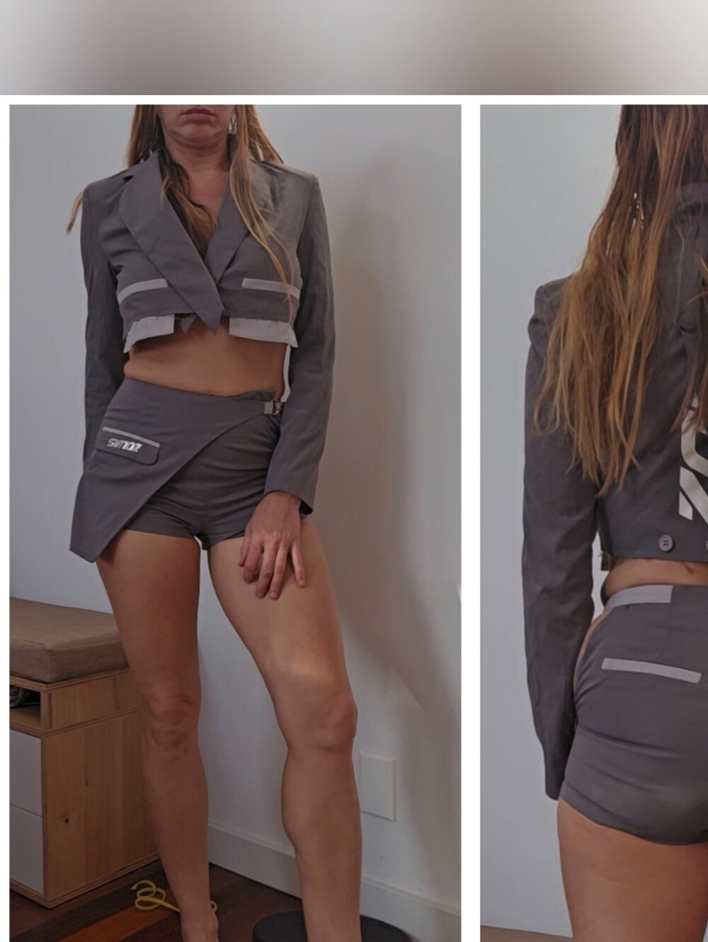Nwot Svndz Namilia Cut slate Gray Edgy Short Suit Set XS